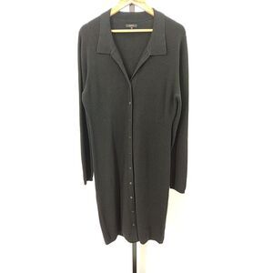 Quince Womens Eco-Knit Button-Up Sweater Dress Black XL